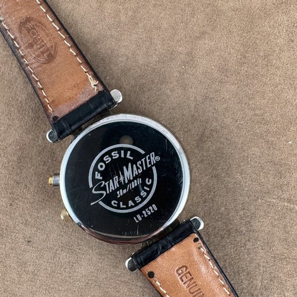 Vintage Fossil StarMaster Original 8 inch Black Leather Strap - Picture 4 of 6